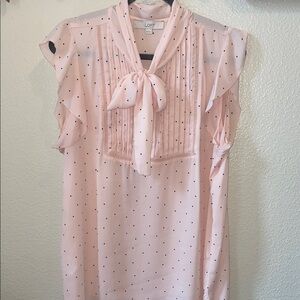 LOFT Blush Pink and black Polka Dot Blouse XXL